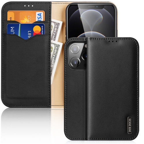 

DUX DUCIS Hivo Series Cowhide + PU + TPU Leather Horizontal Flip Case with Holder & Card Slots For iPhone 13 Pro(Black)