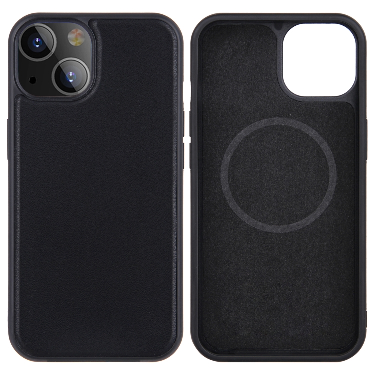 

For iPhone 13 Pro Max PU Leather Skin Magnetic Patch TPU Shockproof Magsafe Case (Black)