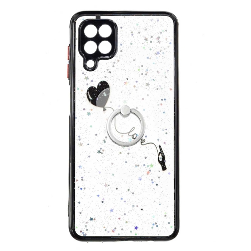 

For Samsung Galaxy A12 / M12 Colored Drawing Starry Sky Epoxy TPU Shockproof Case with Ring Holder(Heart)