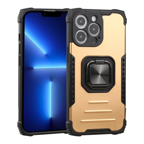 

Fierce Warrior Series Armor All-inclusive Shockproof Aluminum Alloy + TPU Protective Case with Ring Holder For iPhone 13 Pro(Gold)