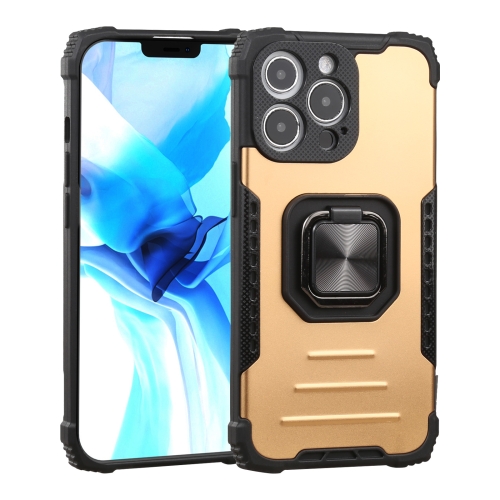 

Fierce Warrior Series Armor All-inclusive Shockproof Aluminum Alloy + TPU Protective Case with Ring Holder For iPhone 13 Pro Max(Gold)