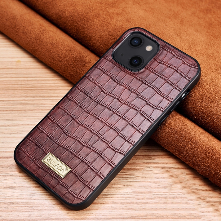 

SULADA Crocodile Texture TPU Protective Case For iPhone 13(Mocha Brown)