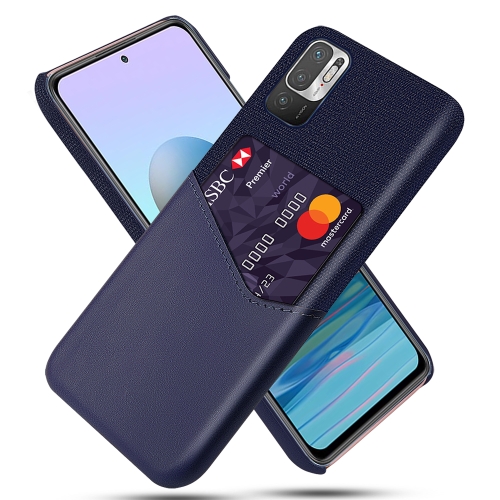 

For Xiaomi Redmi Note 10 5G Cloth Texture PC + PU Leather Back Cover Shockproof Case with Card Slot(Blue)