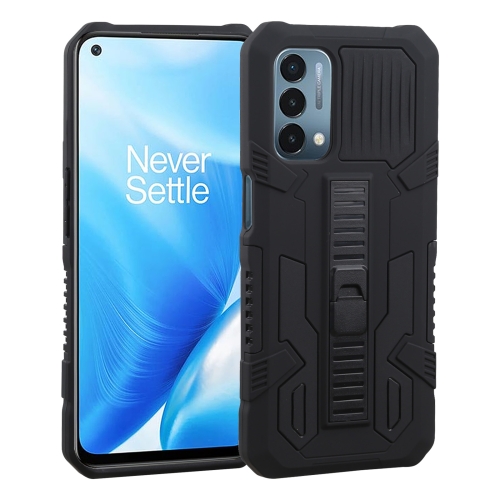 For OnePlus Nord N200 5G Vanguard Warrior All Inclusive Double-color Shockproof TPU + PC Protective Case with Holder(Rock Black)