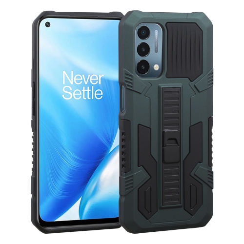 For OnePlus Nord N200 5G Vanguard Warrior All Inclusive Double-color Shockproof TPU + PC Protective Case with Holder(Graphite Green)