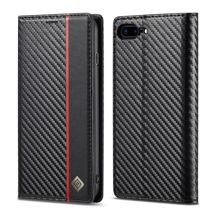 

LC.IMEEKE Carbon Fiber PU + TPU Horizontal Flip Leather Case with Holder & Card Slot & Wallet For iPhone 7Plus / 8Plus(Vertical Black)