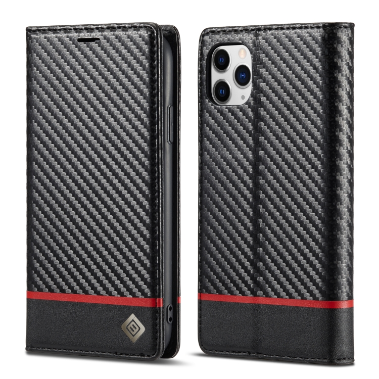 

LC.IMEEKE Carbon Fiber PU + TPU Horizontal Flip Leather Case with Holder & Card Slot & Wallet For iPhone 11(Horizontal Black)
