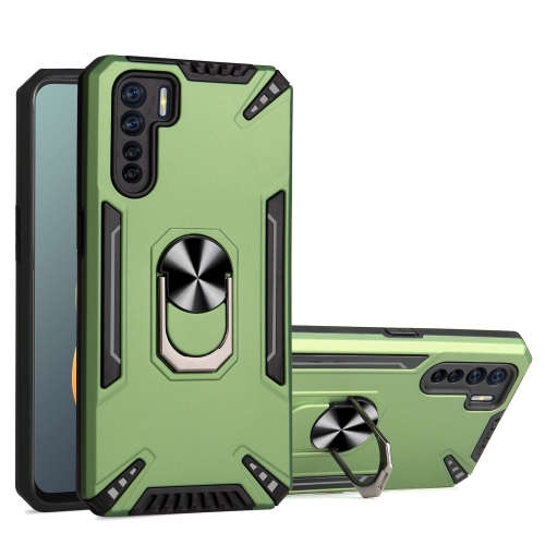 

For OPPO A91 / Reno3 PC + TPU Protective Case with 360 Degrees Rotatable Ring Holder(Dark Green)