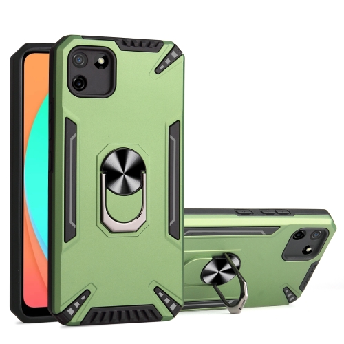 

For Realme C11 PC + TPU Protective Case with 360 Degrees Rotatable Ring Holder(Dark Green)