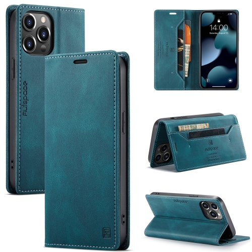 

AutSpace A01 Retro Skin-feel Crazy Horse Texture Horizontal Flip Leather Case with Holder & Card Slots & Wallet & RFID For iPhone 13 Pro Max(Blue)