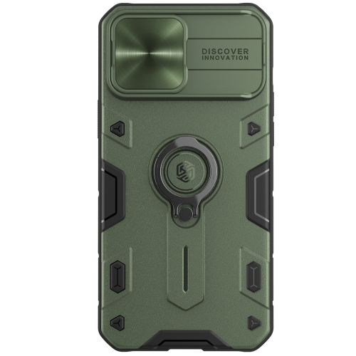 

NILLKIN Shockproof CamShield Armor Protective Case with Invisible Ring Holder For iPhone 13 Pro(Green)