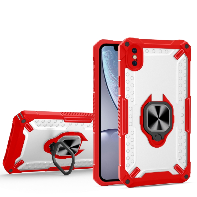

Matte TPU + PC Magnetic Shockproof Case with Ring Holder For iPhone XS Max(Red)