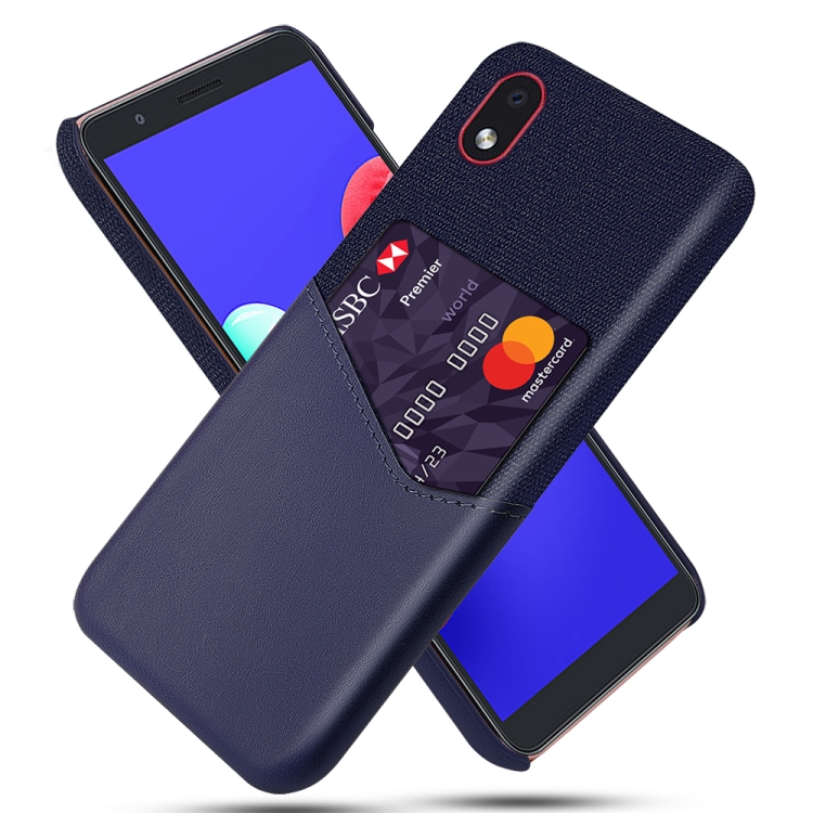 

For Samsung Galaxy A01 Core Cloth Texture PC + PU Leather Back Cover Shockproof Case with Card Slot(Blue)