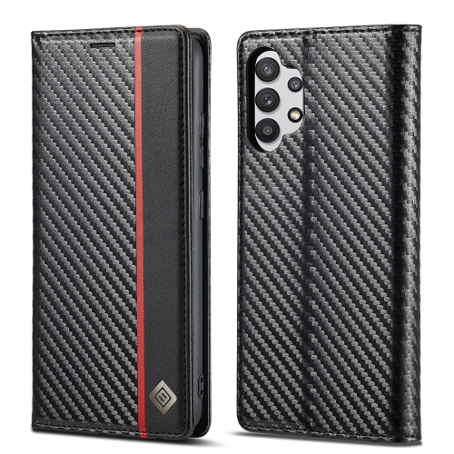 

LC.IMEEKE Carbon Fiber PU + TPU Horizontal Flip Leather Case with Holder & Card Slot & Wallet For Samsung Galaxy A32 4G(Vertical Black)