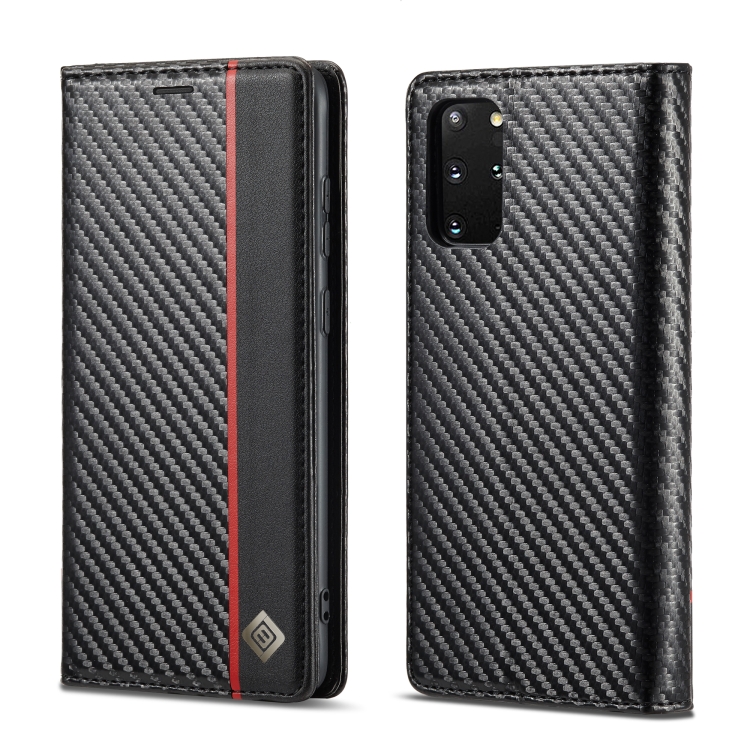 

LC.IMEEKE Carbon Fiber PU + TPU Horizontal Flip Leather Case with Holder & Card Slot & Wallet For Samsung Galaxy S20 FE(Vertical Black)