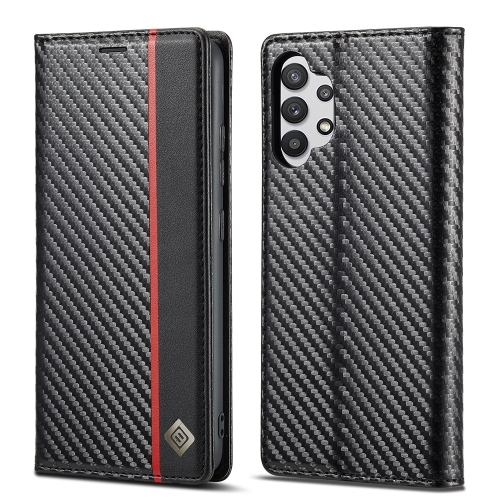 

LC.IMEEKE Carbon Fiber PU + TPU Horizontal Flip Leather Case with Holder & Card Slot & Wallet For Samsung Galaxy A32 5G(Vertical Black)