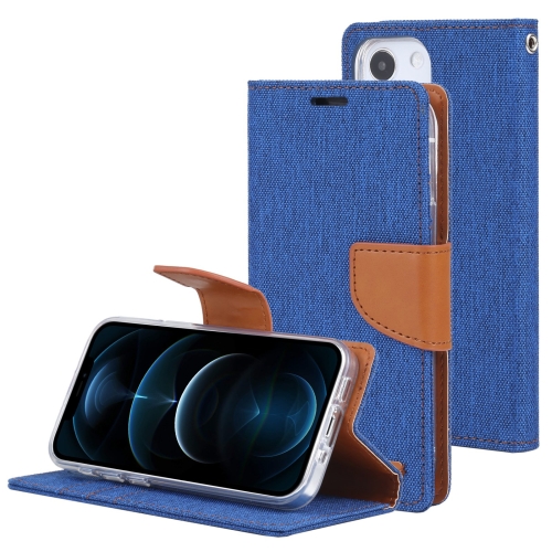 

GOOSPERY CANVAS DIARY Canvas Texture Horizontal Flip PU Leather Case with Holder & Card Slots & Wallet For iPhone 13(Blue)