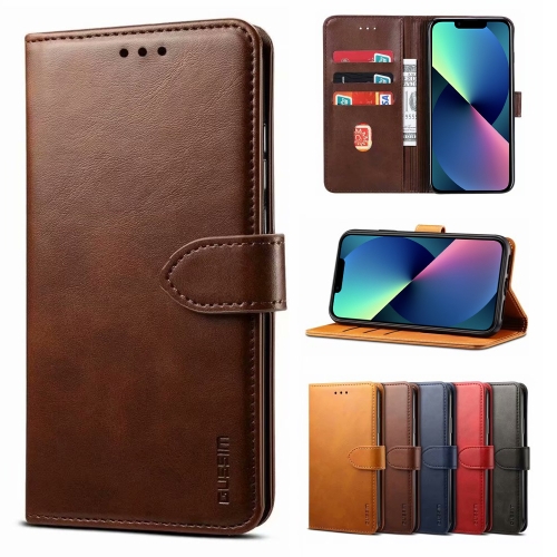 

GUSSIM Business Style Horizontal Flip Leather Case with Holder & Card Slots & Wallet For iPhone 13 mini(Brown)