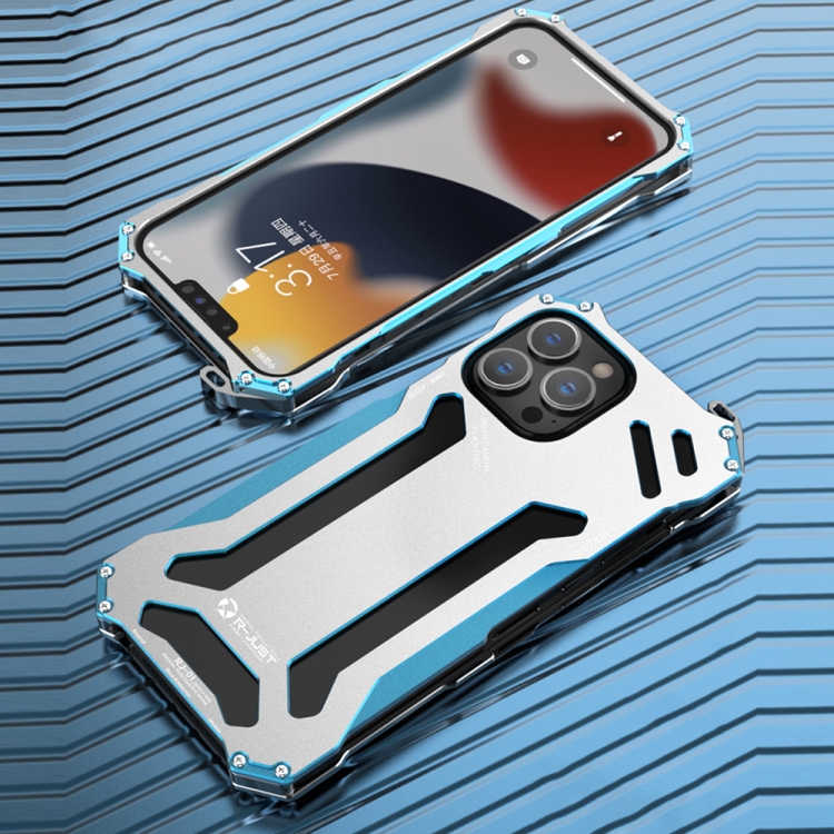

R-JUST Shockproof Armor Metal Protective Case For iPhone 13(Blue)