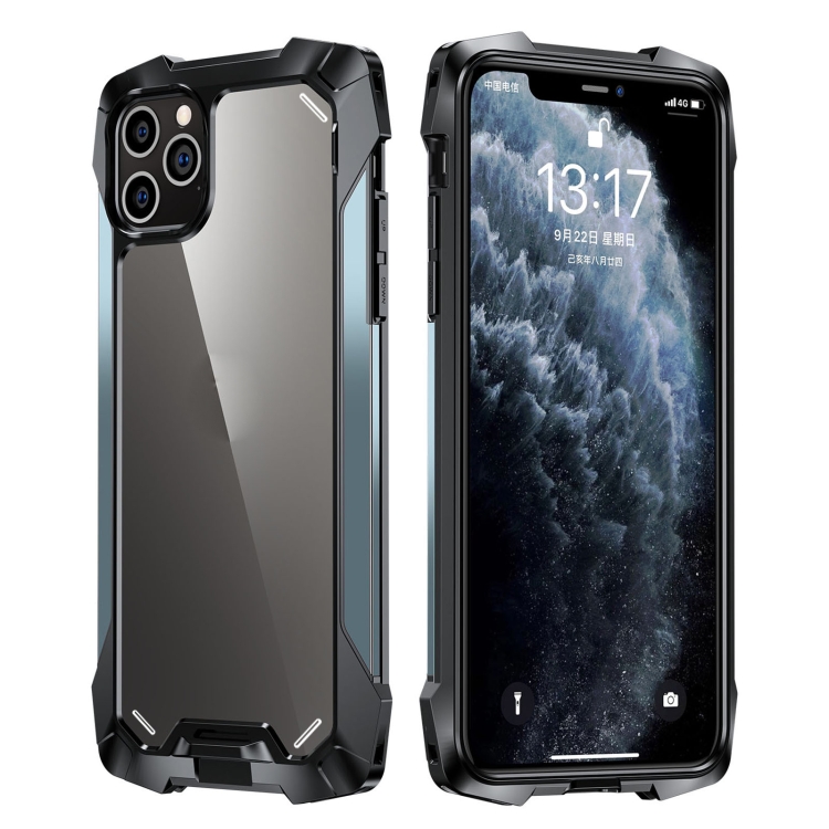 

R-JUST Metal Airbag Shockproof Protective Case For iPhone 13 mini(Navy Blue)