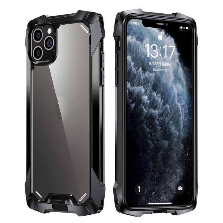 

For iPhone 13 Pro Max R-JUST Metal Airbag Shockproof Protective Case (Black)