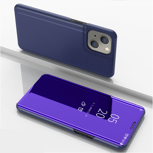 

Plated Mirror Horizontal Flip Leather Case with Holder For iPhone 13 mini(Purple Blue)