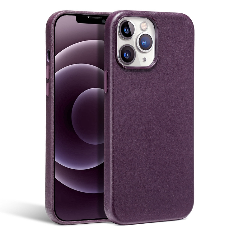 

R-JUST Shockproof Magnetic Cowhide Leather Magsafe Case For iPhone 13 mini(Purple)