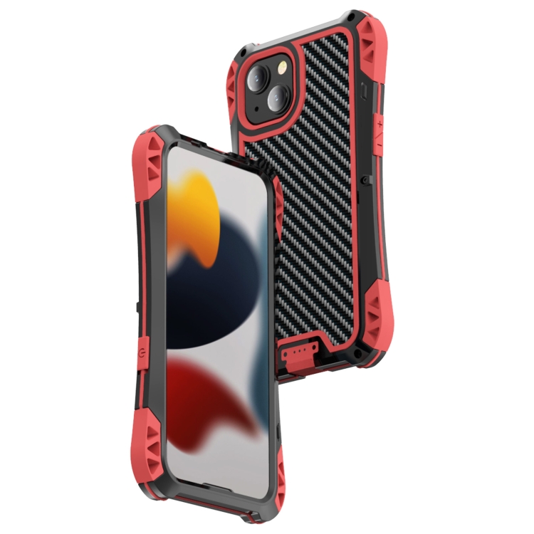 

R-JUST AMIRA Shockproof Dustproof Waterproof Metal Protective Case For iPhone 13(Red)