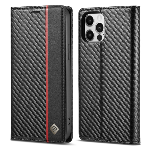 

LC.IMEEKE Carbon Fiber PU + TPU Horizontal Flip Leather Case with Holder & Card Slot & Wallet For iPhone 13 Pro Max(Vertical Black)