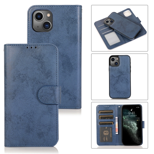 

For iPhone 13 Pro Max Retro 2 in 1 Detachable Horizontal Flip Leather Case with Card Slots & Wallet (Dark Blue)