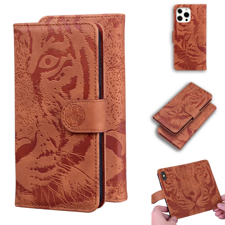 

Tiger Embossing Pattern Horizontal Flip Leather Case with Holder & Card Slots & Wallet For iPhone 13 Pro(Brown)