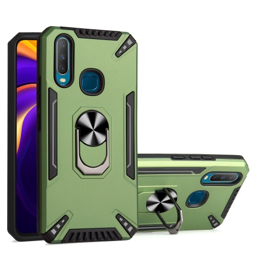 

For vivo Y11 / Y12 / Y15 / Y17 PC + TPU Protective Case with 360 Degrees Rotatable Ring Holder(Dark Green)