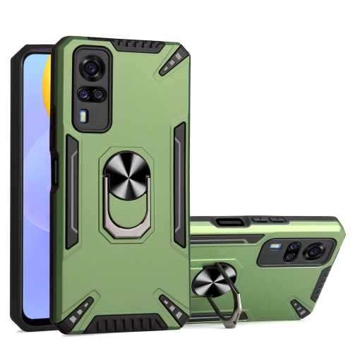 

For vivo Y51 2020 December PC + TPU Protective Case with 360 Degrees Rotatable Ring Holder(Dark Green)