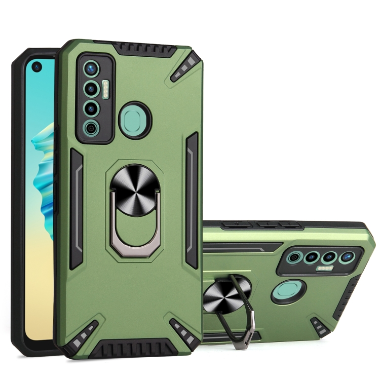 

For Tecno Camon 17 PC + TPU Protective Case with 360 Degrees Rotatable Ring Holder(Dark Green)