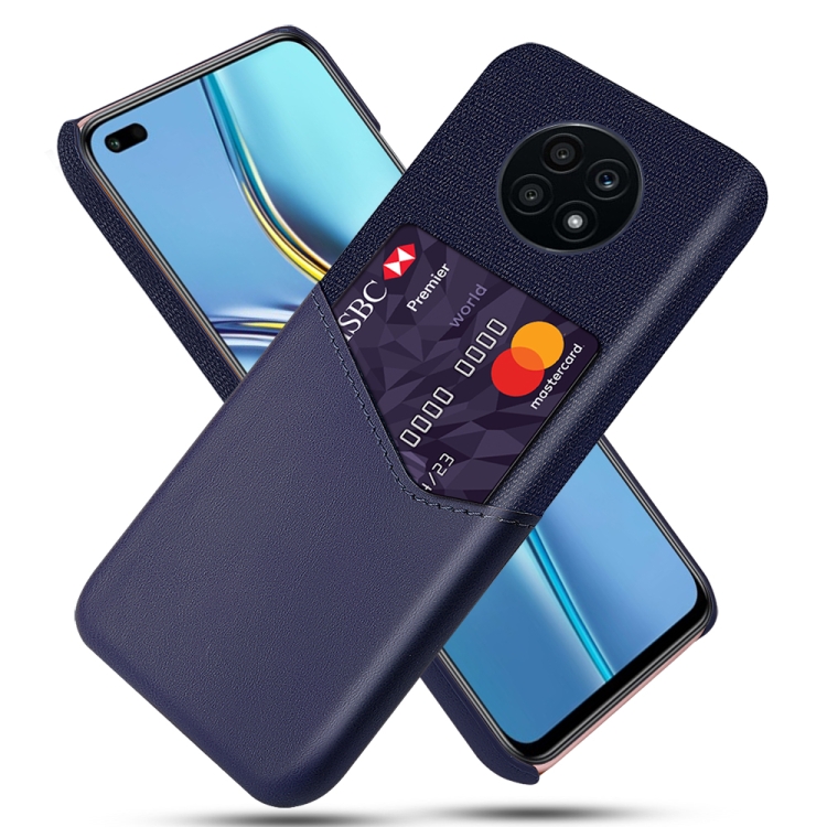 

For Huawei nova 8i Cloth Texture PC + PU Leather Back Cover Shockproof Case with Card Slot(Blue)