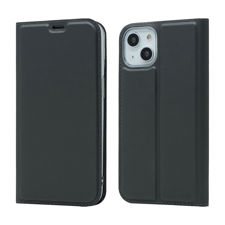 

Magnetic Suction Electric Pressed Horizontal Flip Leather Case with Holder For iPhone 13 mini(Grey)