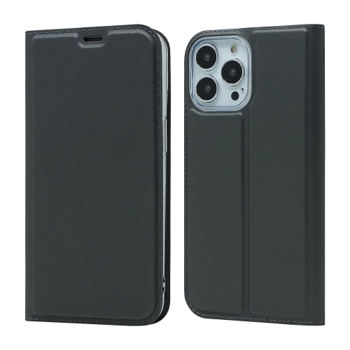 

Magnetic Suction Electric Pressed Horizontal Flip Leather Case with Holder For iPhone 13 Pro(Grey)