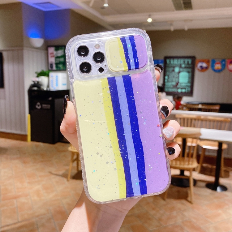 

Sliding Camera Cover Design Rainbow Epoxy TPU + PC Shockproof Case For iPhone 12(Rainbow Pattern 5)