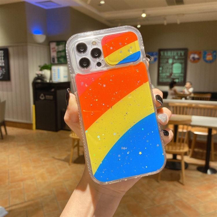 

Sliding Camera Cover Design Rainbow Epoxy TPU + PC Shockproof Case For iPhone 12 Pro(Rainbow Pattern 6)
