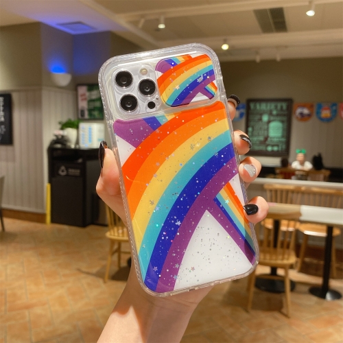 

Sliding Camera Cover Design Rainbow Epoxy TPU + PC Shockproof Case For iPhone 11(Rainbow Pattern 8)