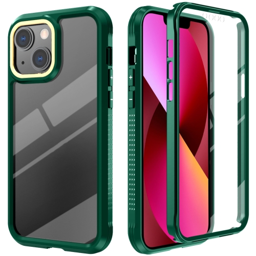 

C1 2 in 1 Shockproof TPU + PC Protective Case with PET Screen Protector For iPhone 13(Dark Green)