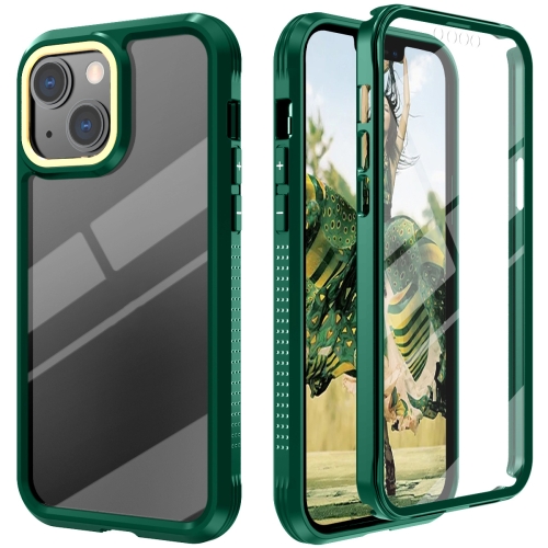 

C1 2 in 1 Shockproof TPU + PC Protective Case with PET Screen Protector For iPhone 13 Pro Max(Dark Green)