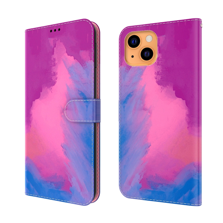 

Watercolor Pattern Horizontal Flip Leather Case with Holder & Card Slot & Wallet For iPhone 13(Purple Red)