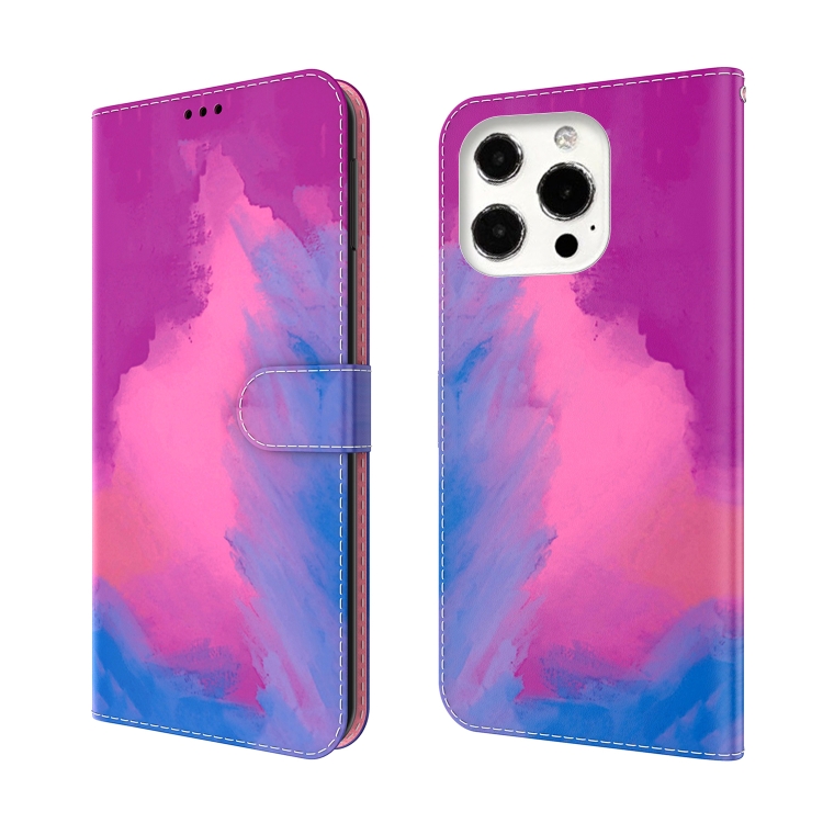

Watercolor Pattern Horizontal Flip Leather Case with Holder & Card Slot & Wallet For iPhone 13 Pro(Purple Red)