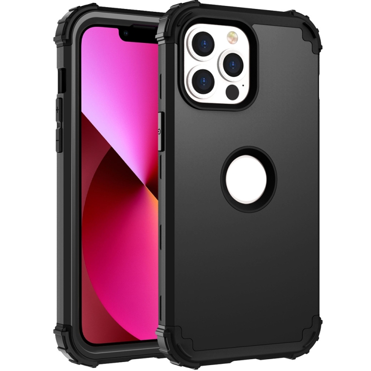 

3 in 1 Shockproof PC + Silicone Protective Case For iPhone 13(Black)