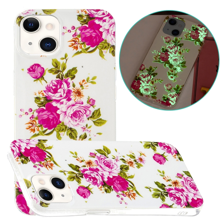 

Luminous TPU Soft Protective Case For iPhone 13 mini(Rose Flower)
