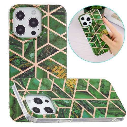 

For iPhone 13 Pro Max Electroplating TPU Protective Case (Green Rhombus)