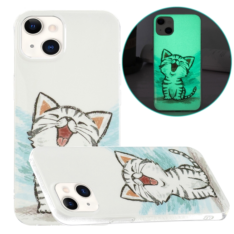 

Luminous TPU Pattern Soft Protective Case For iPhone 13(Happy Cat)