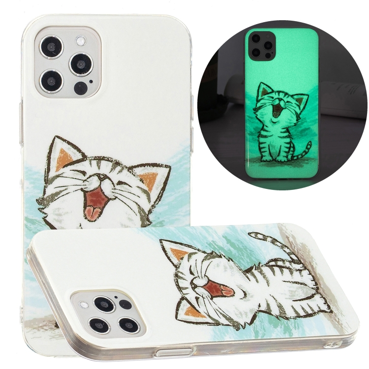 

Luminous TPU Pattern Soft Protective Case For iPhone 13 Pro(Happy Cat)