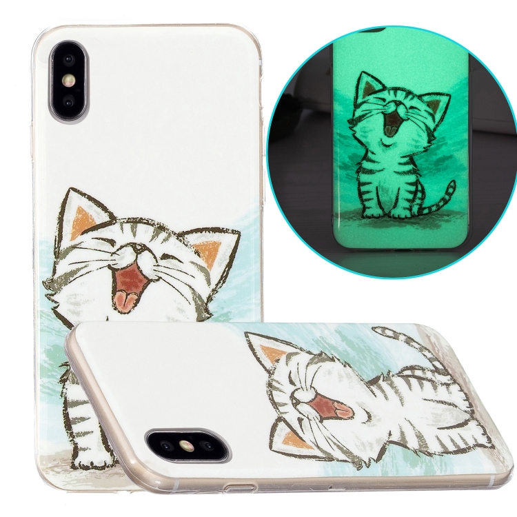 

Luminous TPU Pattern Soft Protective Case For iPhone X / XS(Happy Cat)